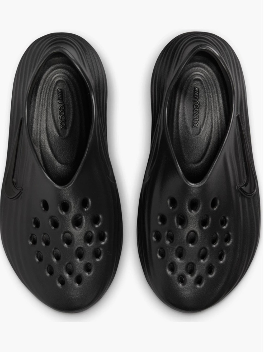 Nike Reactx Rejuvens Black Ventilated Foam Clog w/Gloss Swoosh Size 7W/6M New - Picture 2 of 16